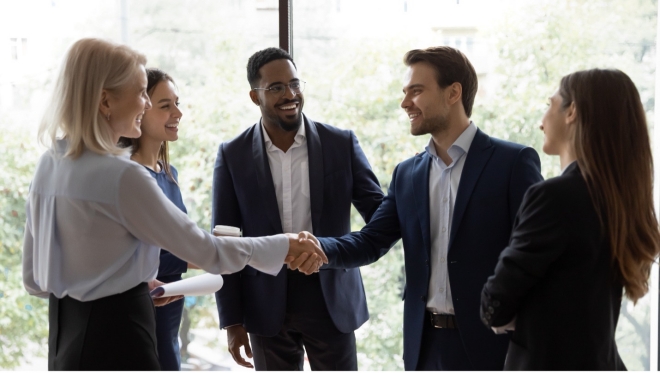 Group shaking hands