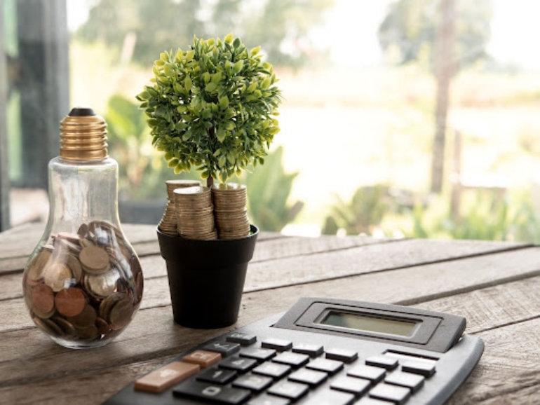 coins in a glass container