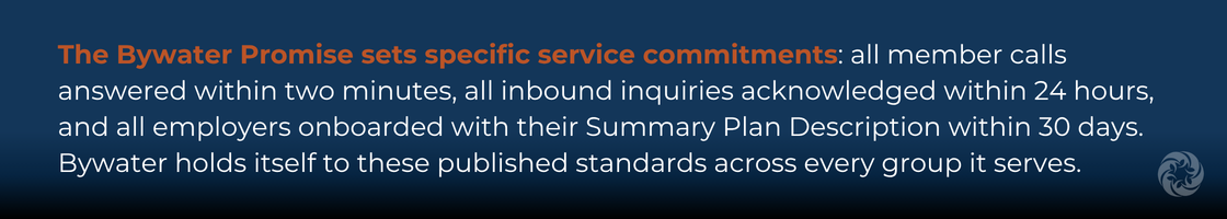 The Bywater Promise: specific service commitments for employers